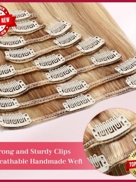 16 Inch Clip In Human Hair Extensions 8pcs Silky Straight 90g